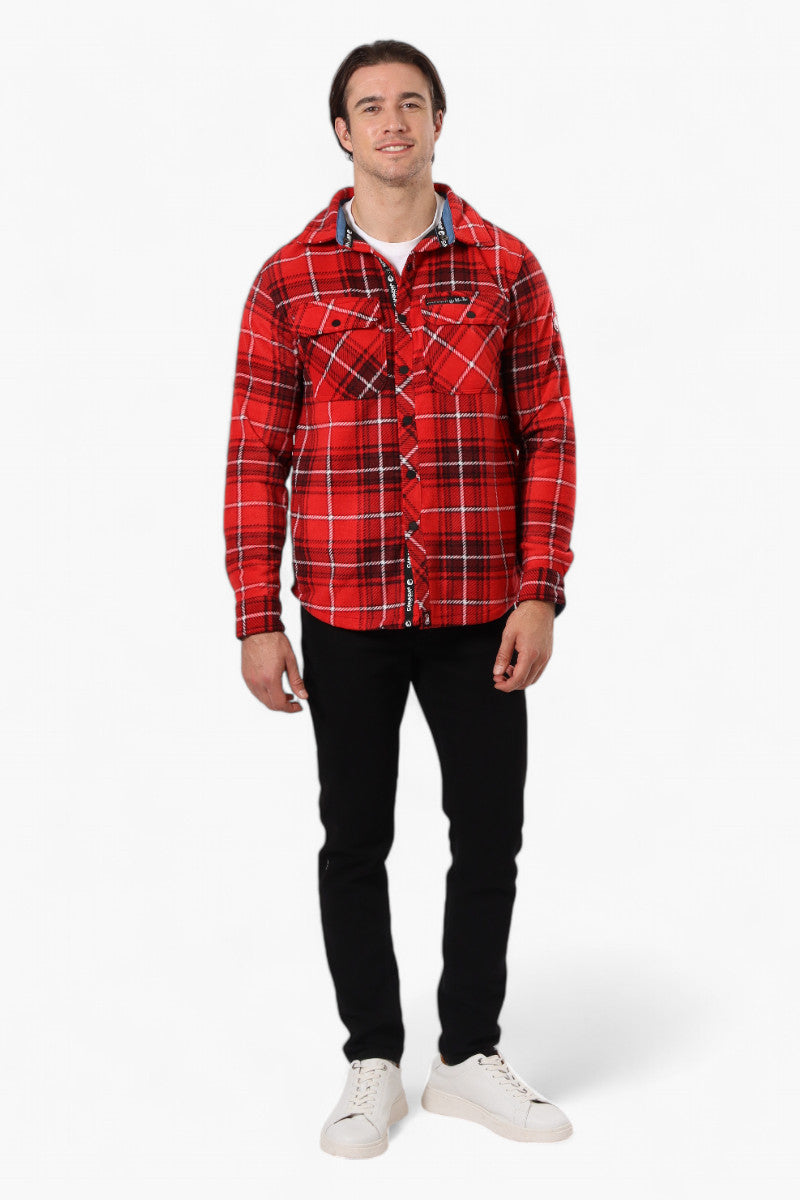 Canada Weather Gear Plaid Fleece Button Up Shacket - Red - Mens Lightweight Jackets - International Clothiers