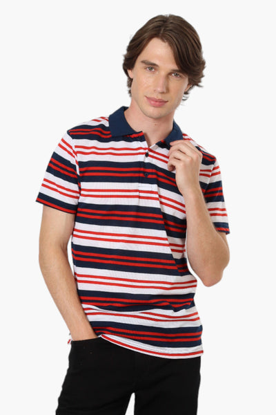 Vroom & Dreesman Striped Button Up Polo Shirt - Red - Mens Polo Shirts - International Clothiers