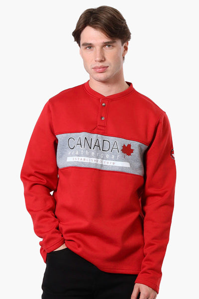 Canada Weather Gear Fleece Henley Sweatshirt - Red - Mens Hoodies & Sweatshirts - International Clothiers