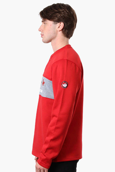 Canada Weather Gear Fleece Henley Sweatshirt - Red - Mens Hoodies & Sweatshirts - International Clothiers