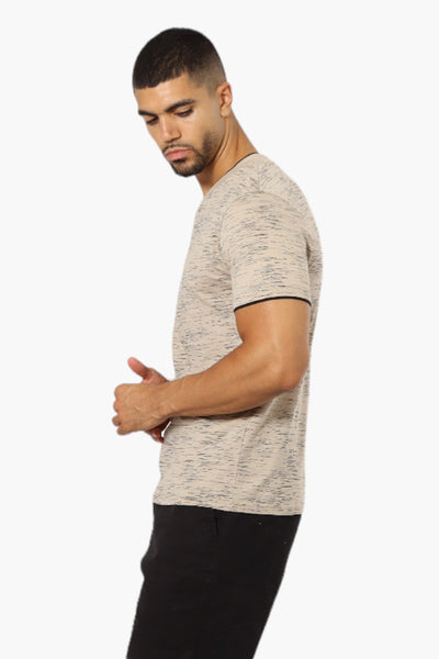 Urbanology Patterned V-Neck Tee - Beige - Mens Tees & Tank Tops - International Clothiers