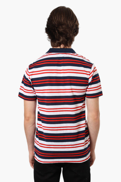 Vroom & Dreesman Striped Button Up Polo Shirt - Red - Mens Polo Shirts - International Clothiers