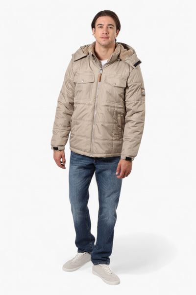 Canada Work Gear 4 Pocket Sherpa Lined Hood Bomber Jacket - Beige - Mens Bomber Jackets - International Clothiers