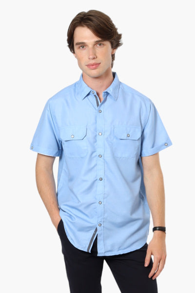 Vroom & Dreesmann Button Up Flap Pocket Casual Shirt - Blue - Mens Casual Shirts - International Clothiers