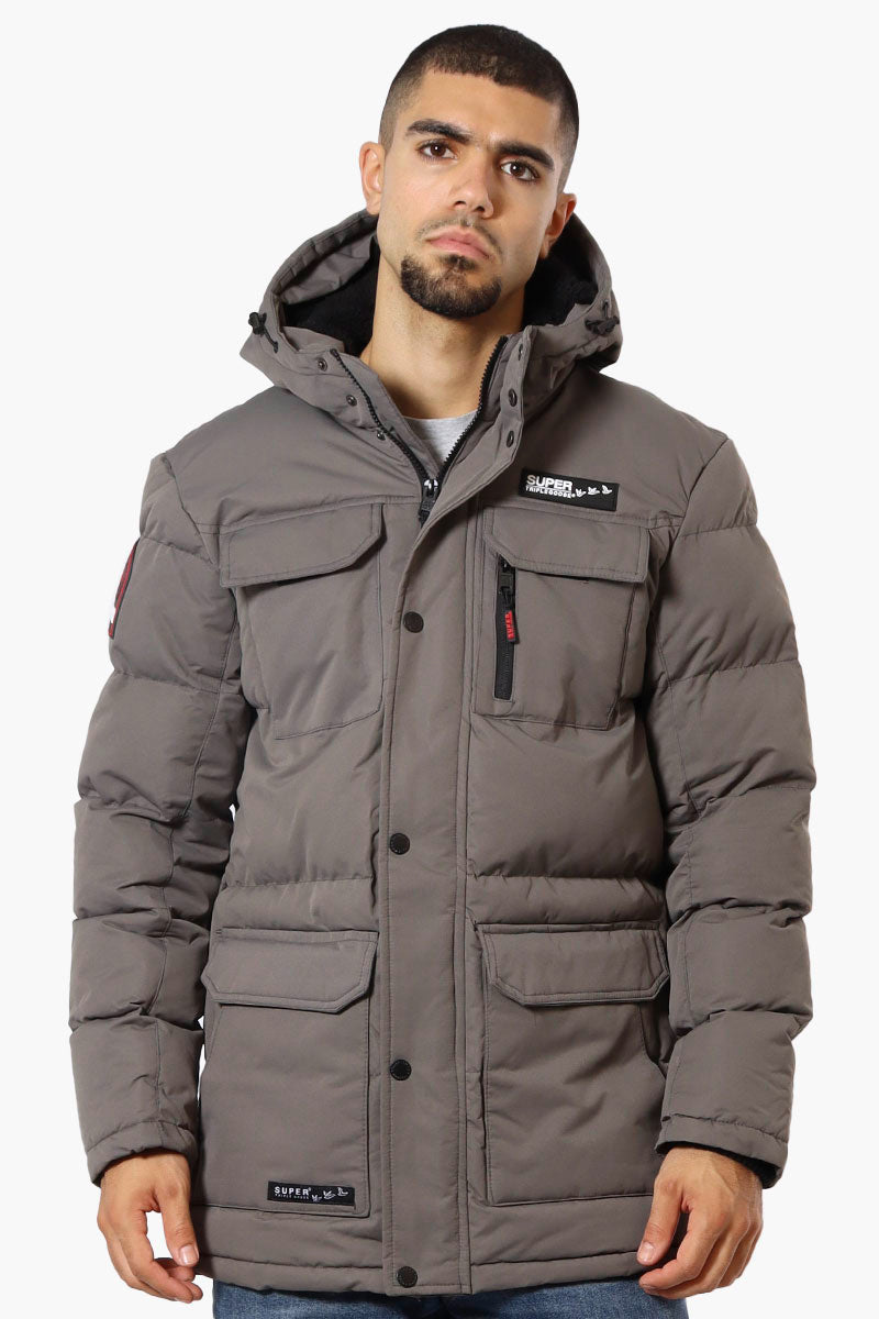 Super Triple Goose 4 Pocket Sherpa Lined Parka Jacket - Grey - Mens Parka Jackets - International Clothiers