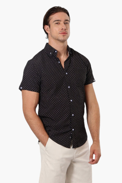 Jay Y Ko. Dotted Button Down Casual Shirt - Black - Mens Casual Shirts - International Clothiers