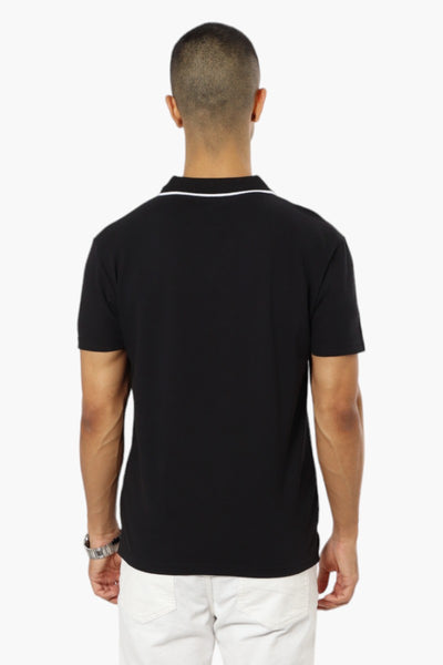 Jay Y. Ko Solid V-Neck Detail Polo Shirt - Black - Mens Polo Shirts - International Clothiers