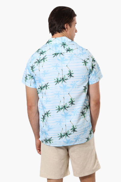 Boardsports Palm Tree Pattern Camp Collar Casual Shirt - Blue - Mens Casual Shirts - International Clothiers