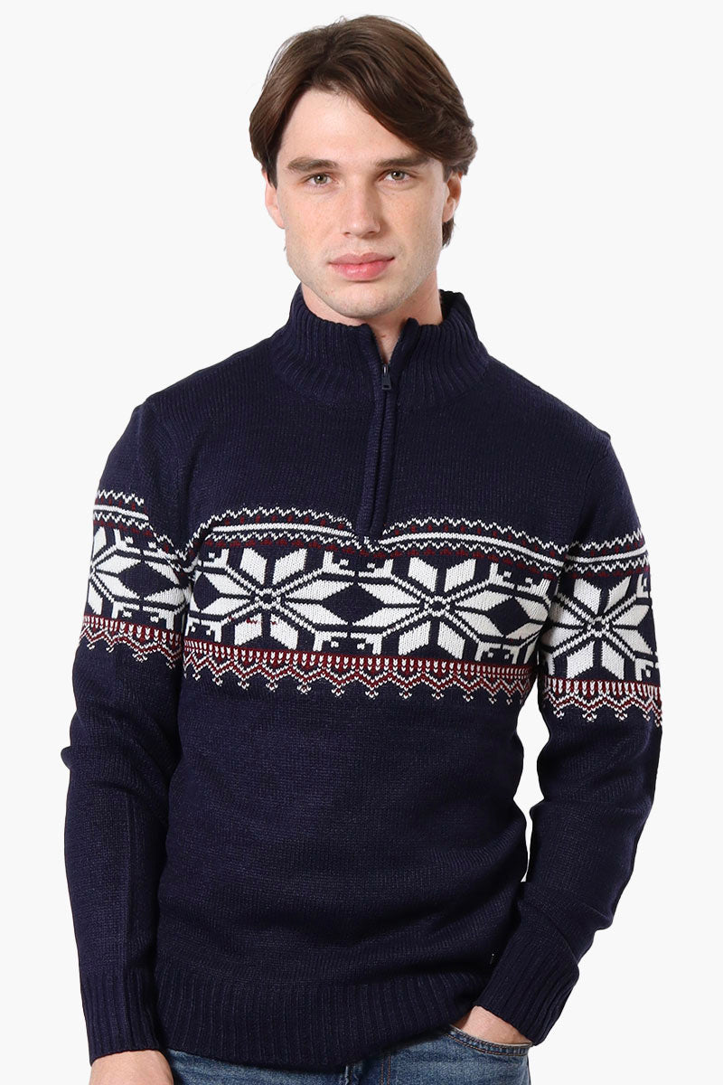 Canada Weather Gear Fair Isle Pattern Pullover Sweater - Navy - Mens Pullover Sweaters - International Clothiers