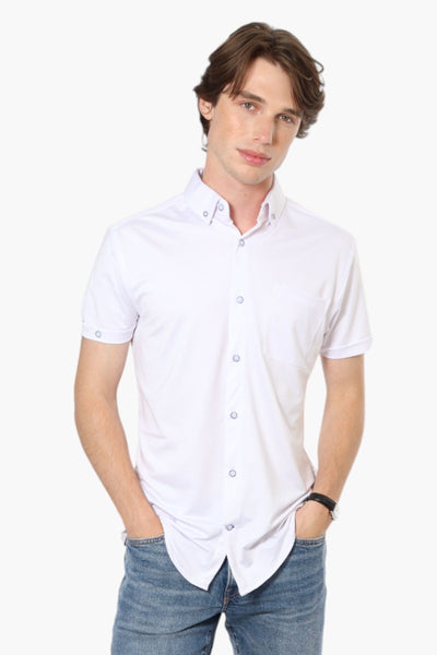 Jay Y. Ko Button Down Front Pocket Casual Shirt - White - Mens Casual Shirts - International Clothiers