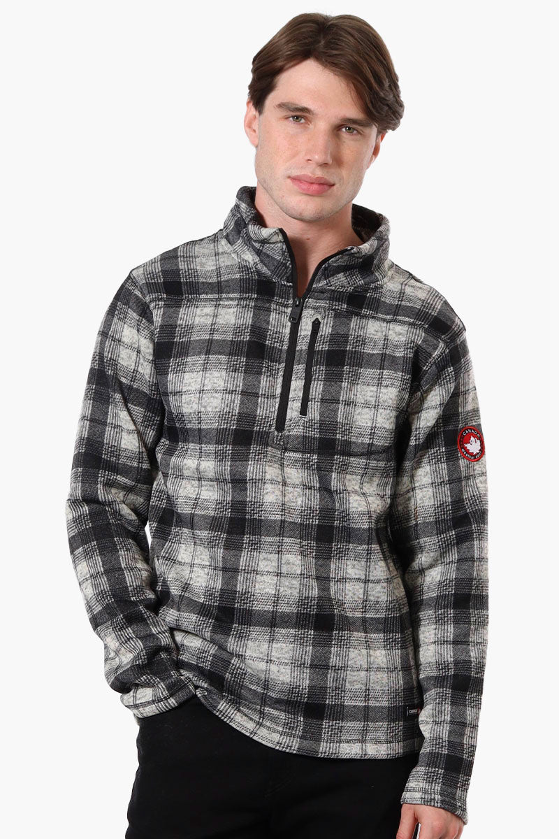 Canada Weather Gear Plaid Half Zip Sweatshirt - Grey - Mens Hoodies & Sweatshirts - International Clothiers