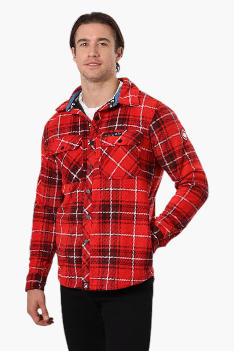 Canada Weather Gear Plaid Fleece Button Up Shacket - Red - Mens Lightweight Jackets - International Clothiers