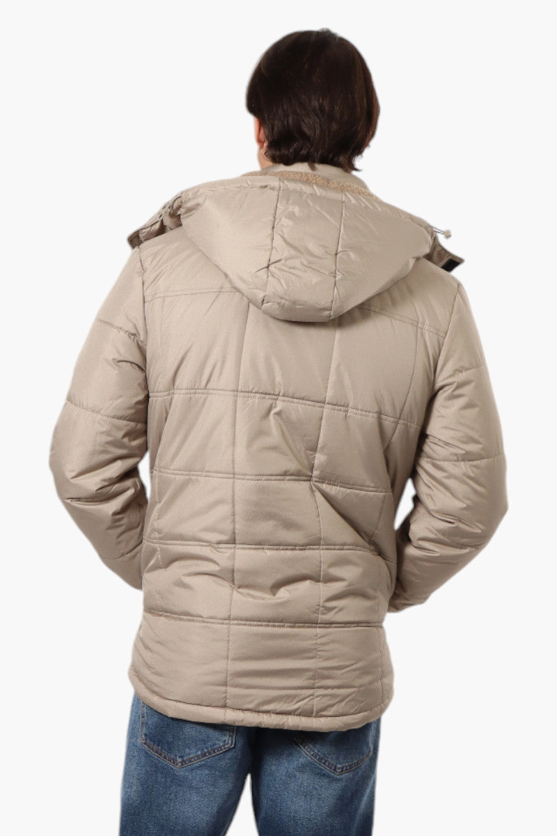 Canada Work Gear 4 Pocket Sherpa Lined Hood Bomber Jacket - Beige - Mens Bomber Jackets - International Clothiers