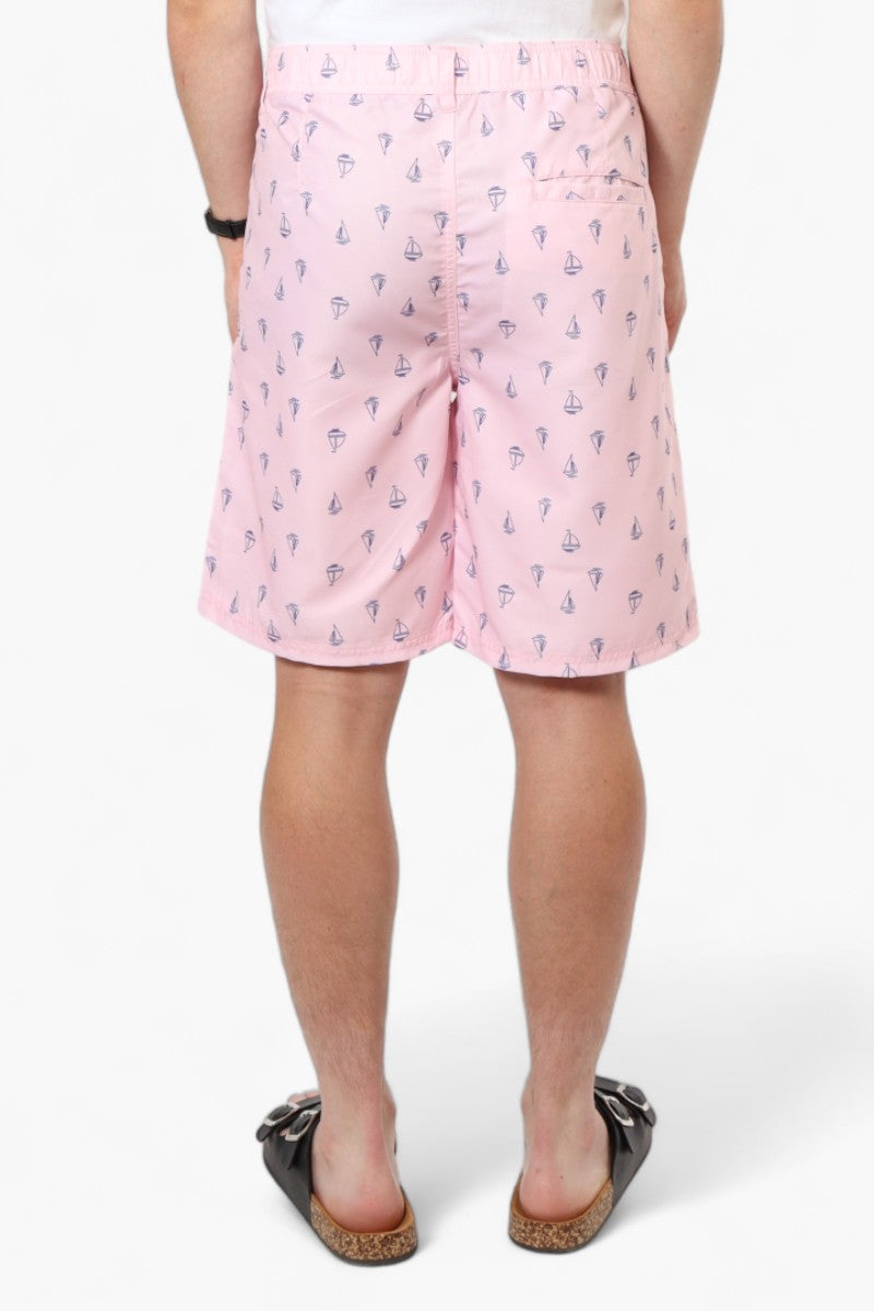 Vroom & Dreesmann Boat Pattern Button Fly Shorts - Pink - Mens Shorts & Capris - International Clothiers