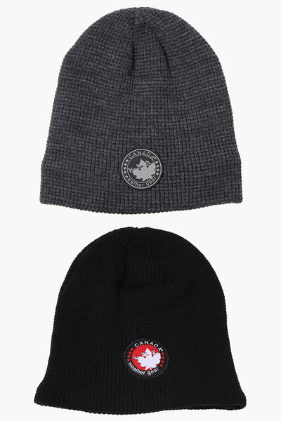 Canada Weather Gear 2 Pack Plush Lined Beanie Hat - Grey - Mens Hats - International Clothiers