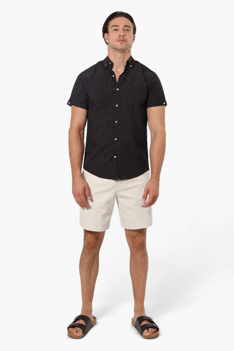 Jay Y Ko. Dotted Button Down Casual Shirt - Black - Mens Casual Shirts - International Clothiers