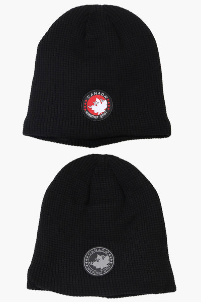 Canada Weather Gear 2 Pack Plush Lined Beanie Hat - Black - Mens Hats - International Clothiers