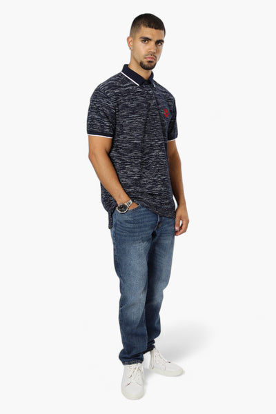 Canada Weather Gear Patterned Stripe Detail Polo Shirt - Navy - Mens Polo Shirts - International Clothiers