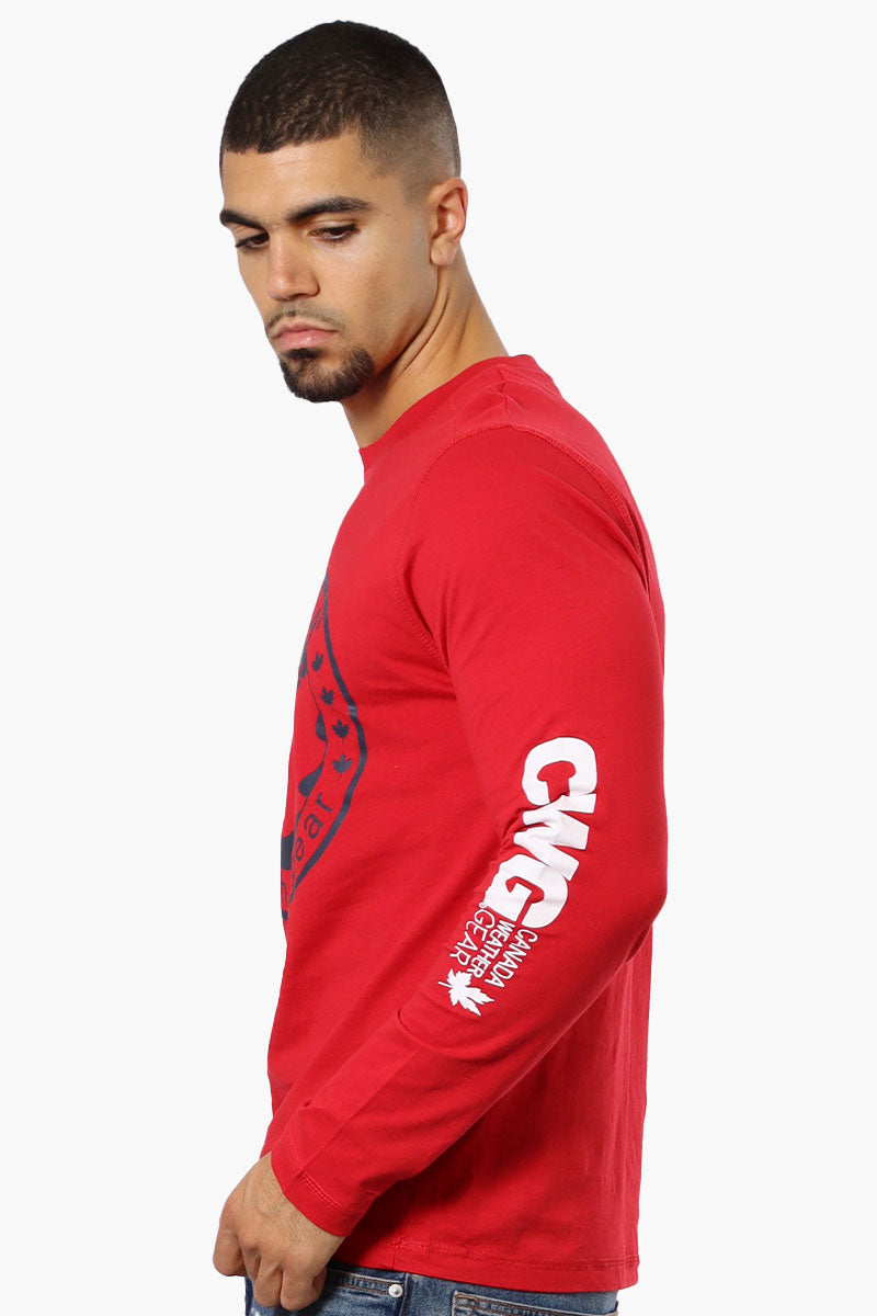 Canada Weather Gear Logo Sleeve Long Sleeve Top - Red - Mens Long Sleeve Tops - International Clothiers