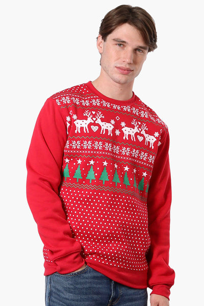 Ugly Christmas Sweater Festive Print Christmas Sweater - Red - Mens Christmas Sweaters - International Clothiers