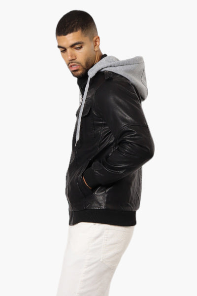 Refinery Republic Hooded Vegan Leather Moto Jacket - Black - Mens Moto Jackets - International Clothiers