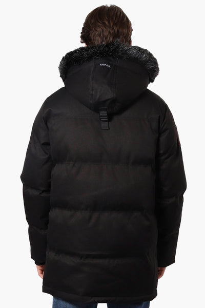 Super Triple Goose Faux Fur Twill Parka Jacket - Black - Mens Parka Jackets - International Clothiers