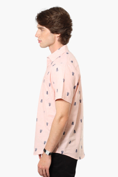 Jay Y. Ko Pineapple Pattern Button Up Casual Shirt - Pink - Mens Casual Shirts - International Clothiers