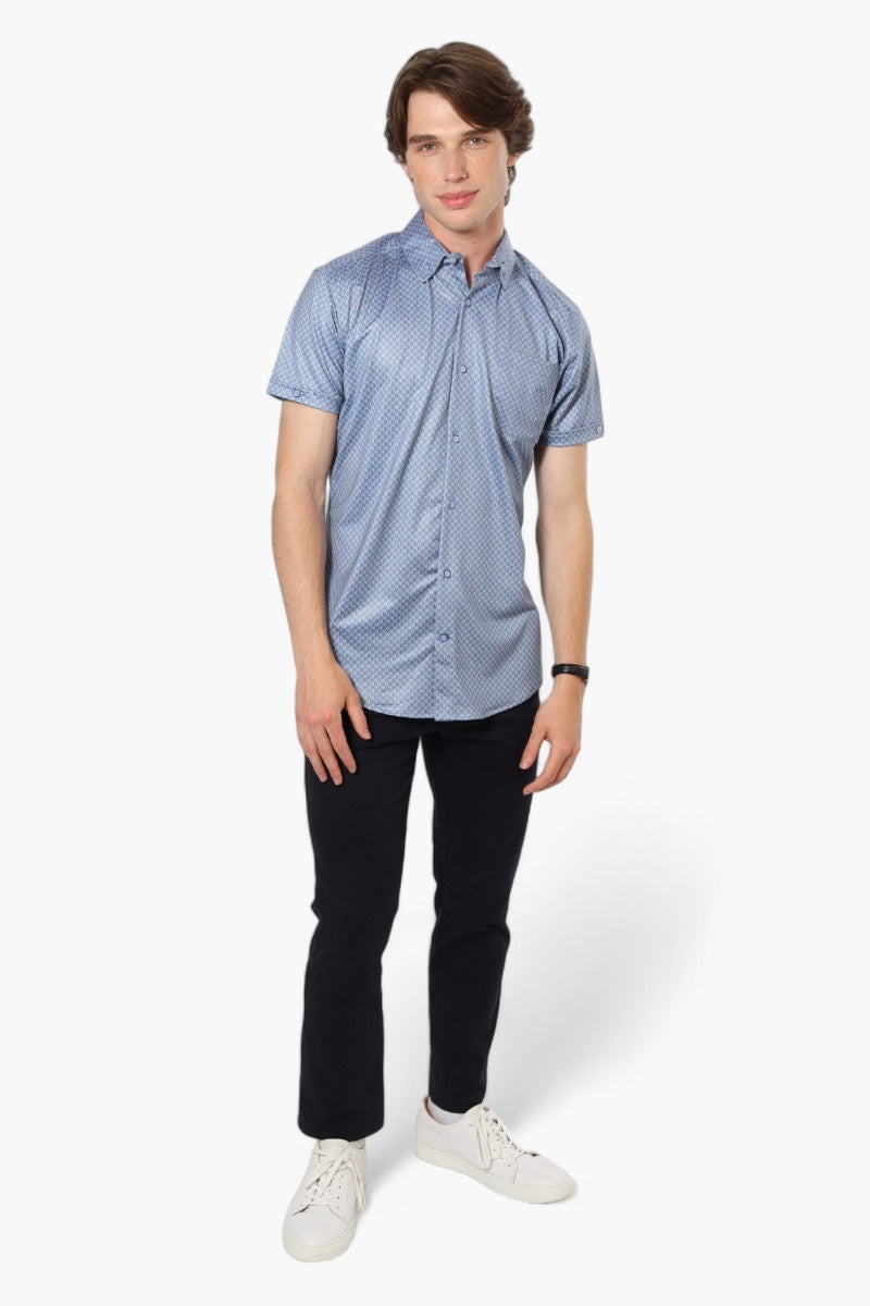 Jay Y. Ko Patterned Button Up Casual Shirt - Blue - Mens Casual Shirts - International Clothiers