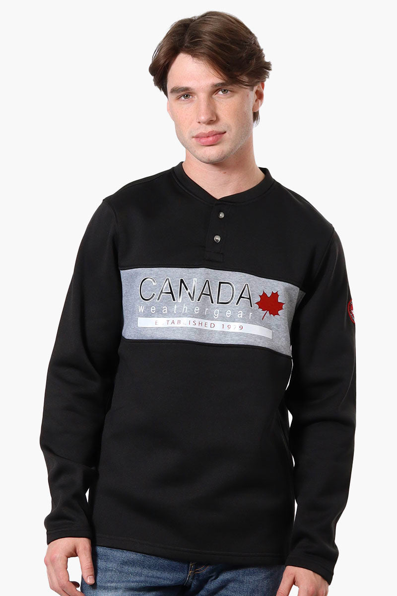 Canada Weather Gear Fleece Henley Sweatshirt - Black - Mens Hoodies & Sweatshirts - International Clothiers