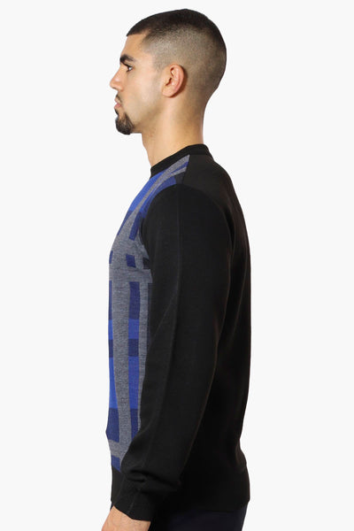 Jay Y. Ko Patterned Crewneck Pullover Sweater - Blue - Mens Pullover Sweaters - International Clothiers