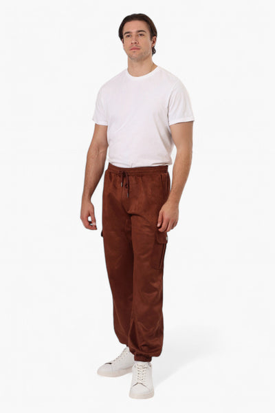 Urbanology Tie Waist Suede Cargo Jogger Pants - Brown - Mens Pants - International Clothiers