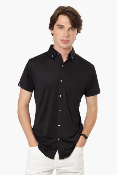 Jay Y. Ko Button Down Front Pocket Casual Shirt - Black - Mens Casual Shirts - International Clothiers
